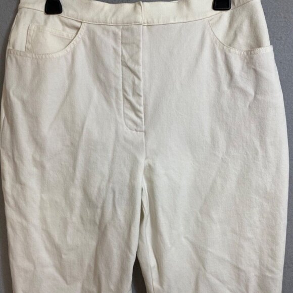 St. John by Marie Gray Women's White Embroidered Pants W SIDE ANKLE SLID SZ 10 - Picture 2 of 10
